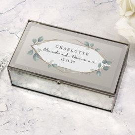 Personalised Botanical Mirrored Jewellery Box Silver