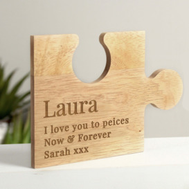 Personalised Free Text Jigsaw Piece Ornament Brown