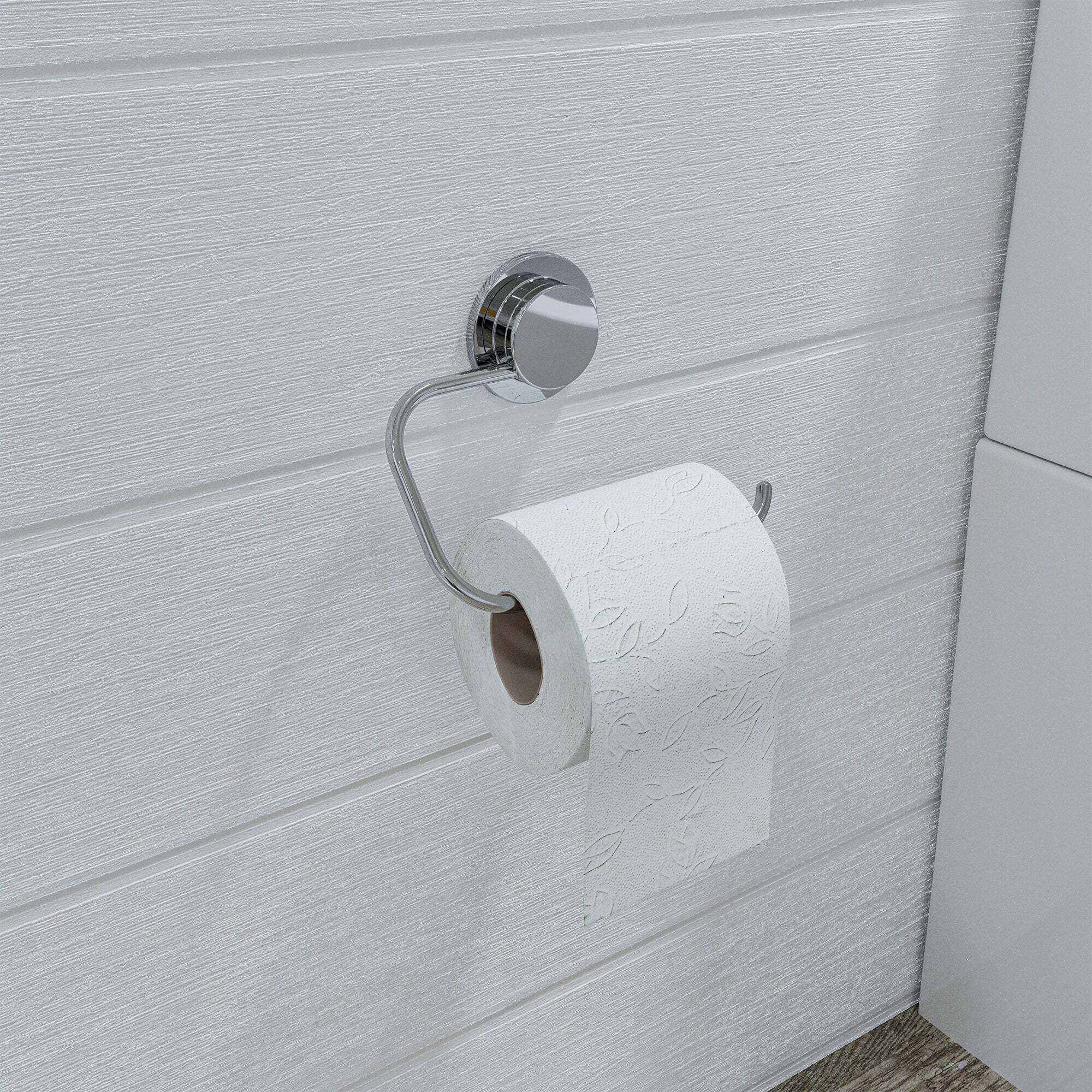 Croydex Stick-n-Lock Toilet Roll Holder Silver