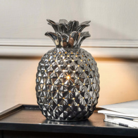 Pina Metallic Silver Ceramic Pineapple Table Lamp Silver