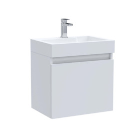 Merit 1 Door Wall Mounted Vanity Unit with Basin Gloss White