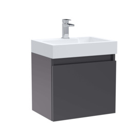 Merit 1 Door Wall Mounted Vanity Unit with Basin Gloss Grey