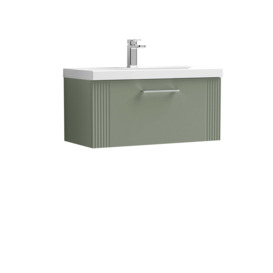 Deco Wall Mounted Single Drawer Vanity Unit With Basin Satin Green