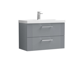 Deco Wall Mounted 2 Drawer Vanity Unit with Basin Satin Grey