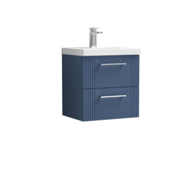 Deco Wall Mounted 2 Drawer Vanity Unit With Basin Satin Blue