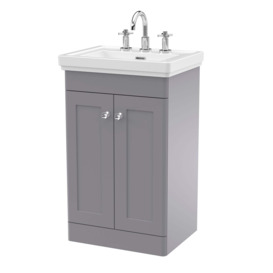 Classique Floor Standing 2 Door Vanity Unit with Basin Satin Grey