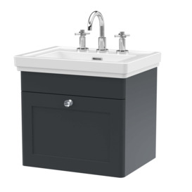 Classique Wall Mounted 1 Drawer Vanity Unit with Basin Soft Black