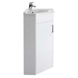 Mayford 1 Door Corner Vanity Unit with Basin Gloss White