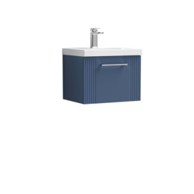 Deco Wall Mounted Single Drawer Vanity Unit with Basin Satin Blue