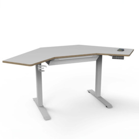 Gino Corner Height Adjustable Desk with Drawer White