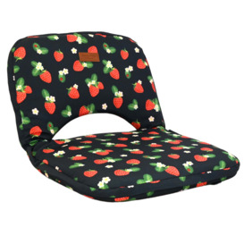 Strawberries & Cream 5 Position Fold Flat Picnic Chair with Carry Handle Navy Blue/Red