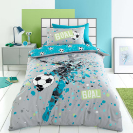 Football Goal Duvet Cover & Pillowcase Set Grey