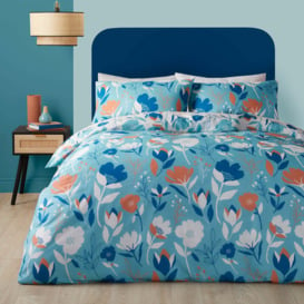 Fusion Luna Reversible Duvet Cover and Pillowcase Set Blue