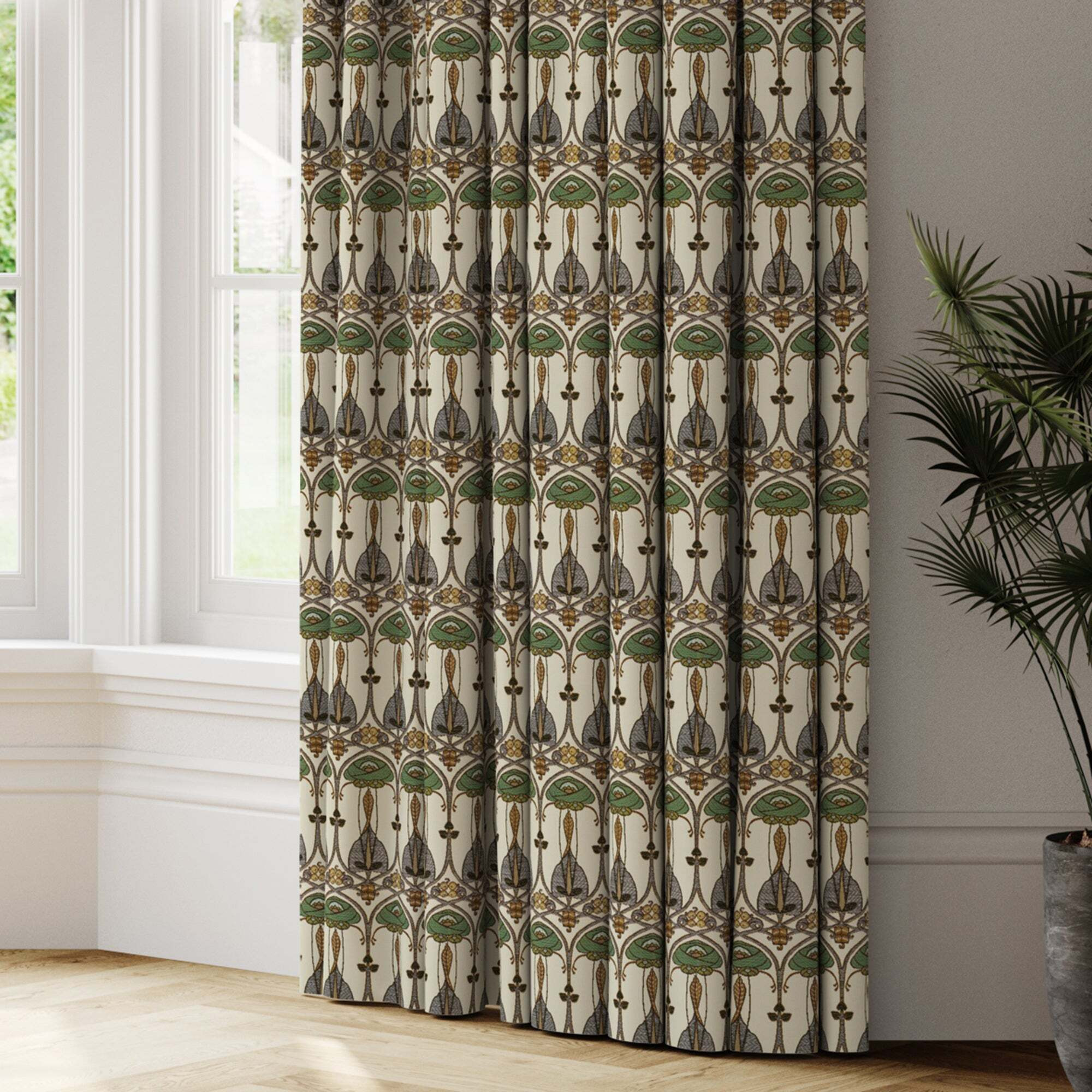 Belle Epoque Made to Measure Curtains White, Brown and Grey