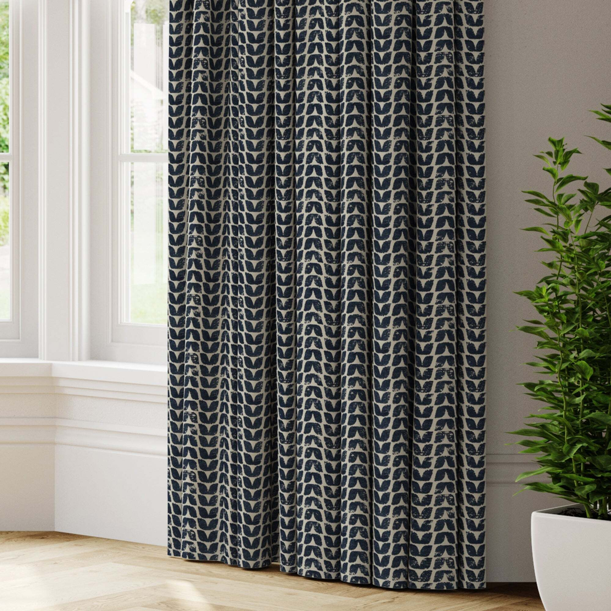 Ava Made to Measure Curtains Blue/White