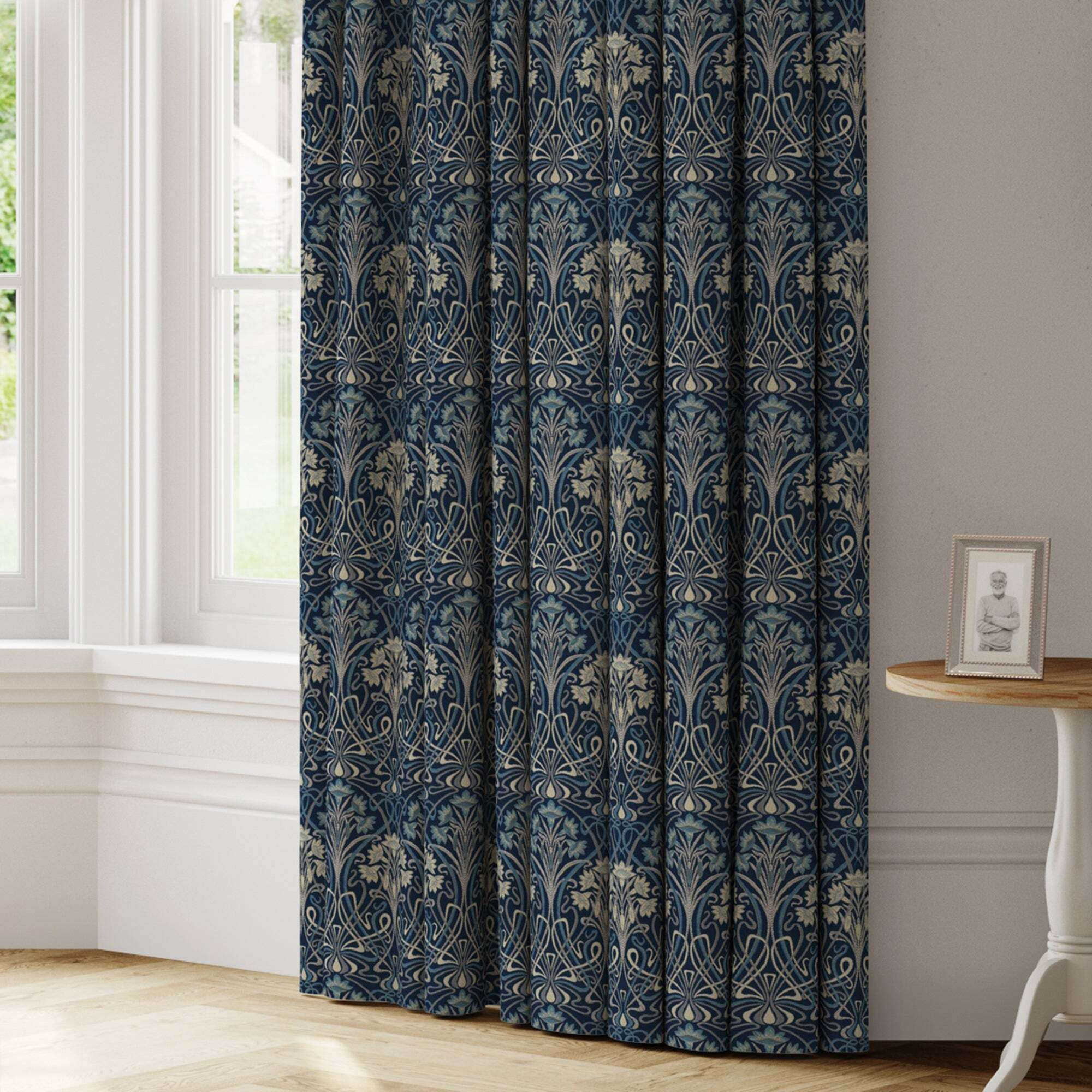 Lucetta Made to Measure Curtains Navy Blue/Cream