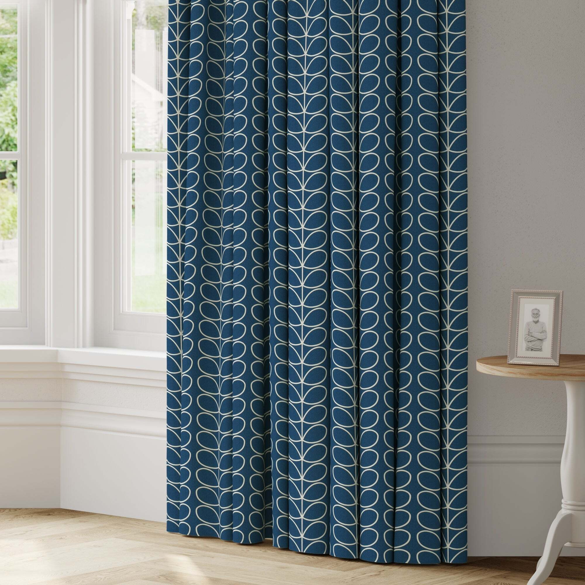 Orla Kiely Linear Stem Made to Measure Curtains Blue/White
