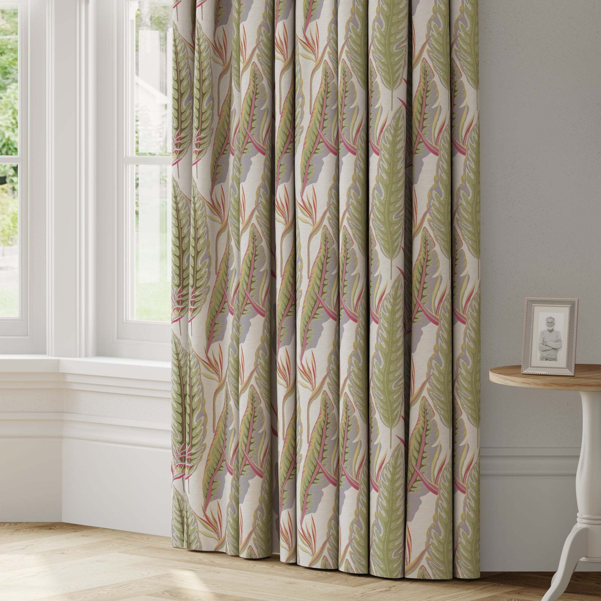 Brodsworth Made to Measure Curtains Green/Pink/White