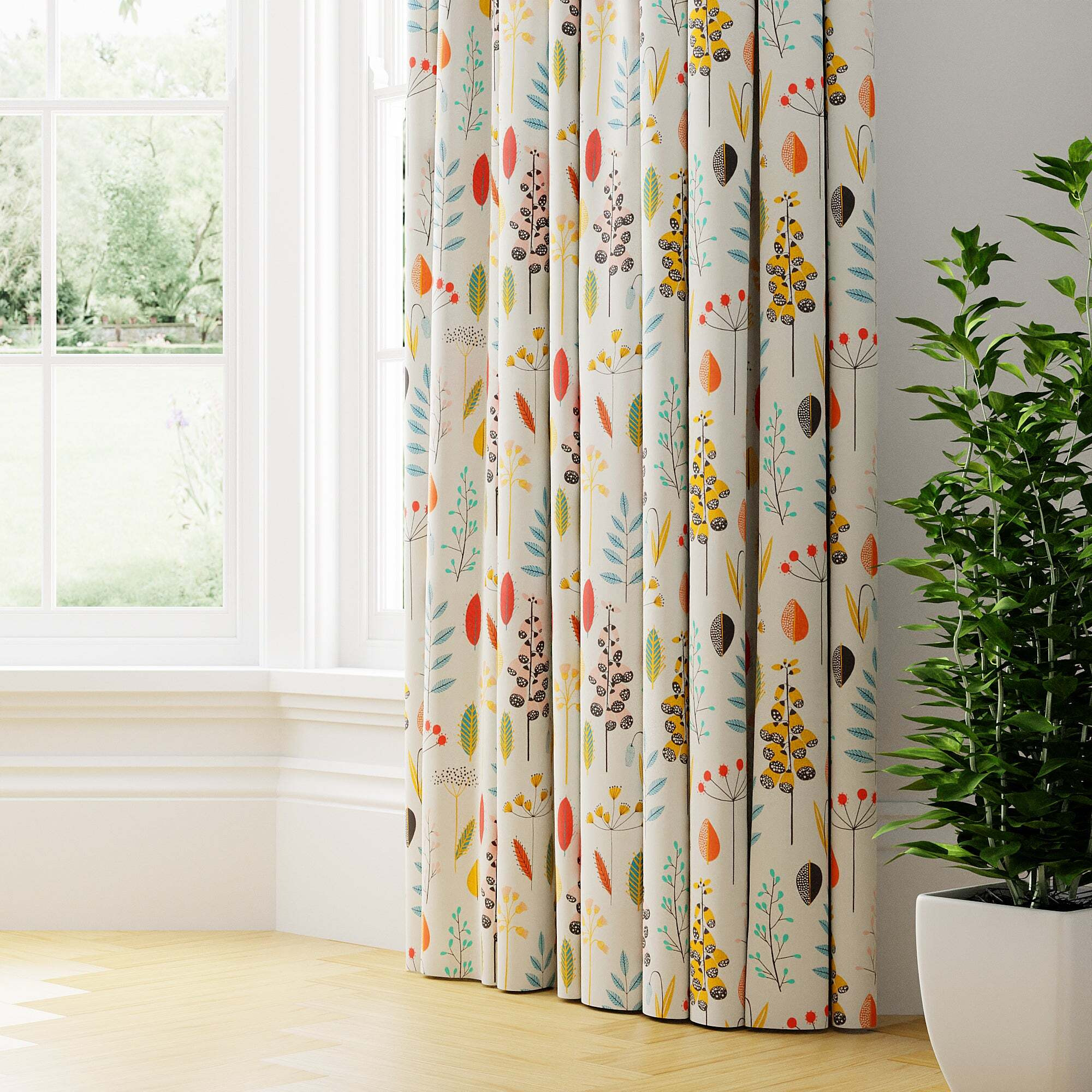 Aarhus Made to Measure Curtains White/Green/Yellow