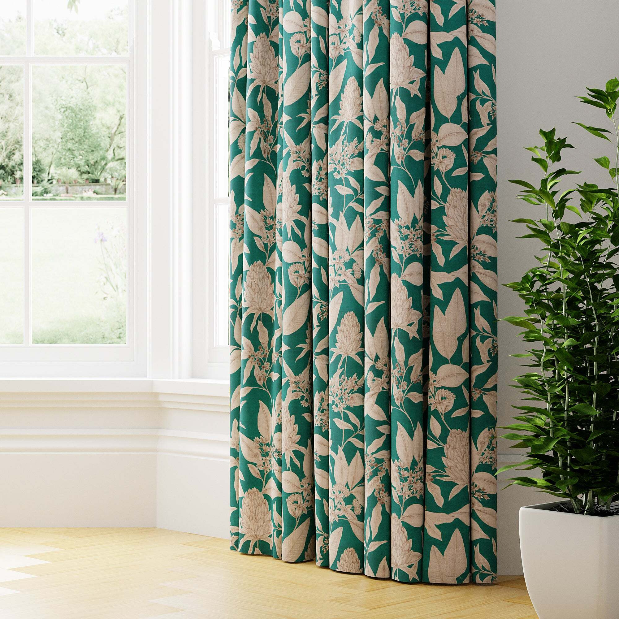 Holyrood Made to Measure Curtains Green/Brown