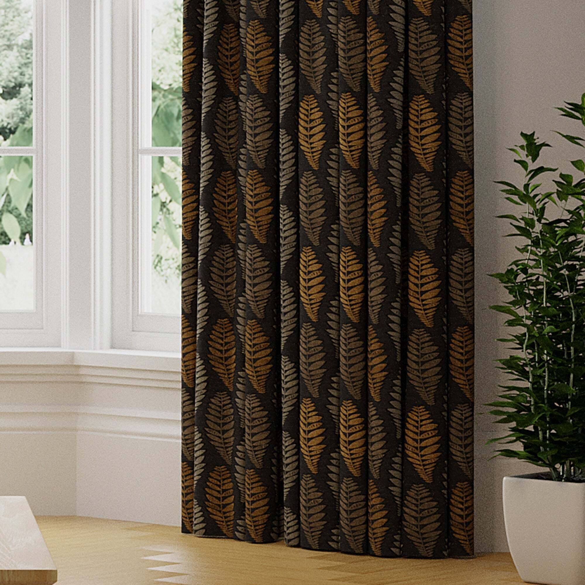 Ancona Made to Measure Curtains Charcoal/Brown