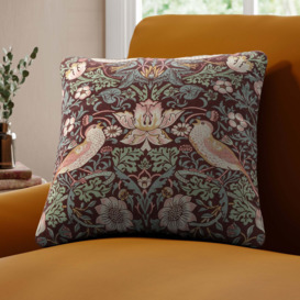 William Morris At Home Strawberry Thief Made To Order Cushion Cover Burgundy