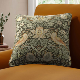 William Morris At Home Strawberry Thief Made To Order Cushion Cover Green