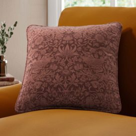 William Morris At Home Strawberry Thief Tonal Made To Order Cushion Cover Burgundy