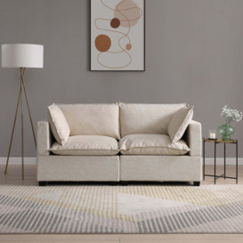 Moda 2 Seater Modular Sofa, Natural Boucle Beige