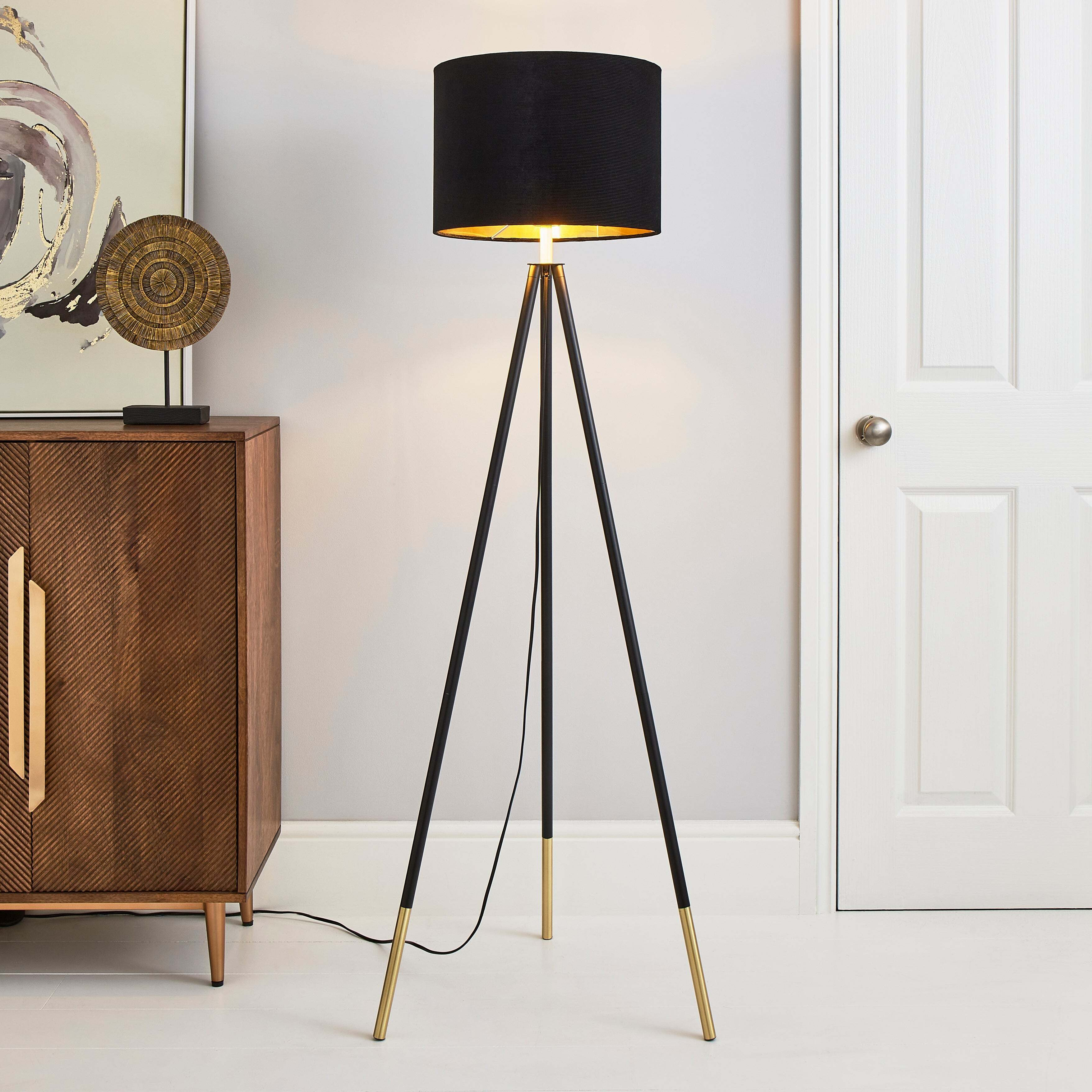 Santos Tripod Floor Lamp Black Black