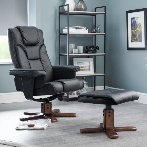 Malmo Faux Leather Swivel Recliner and Stool - image 1
