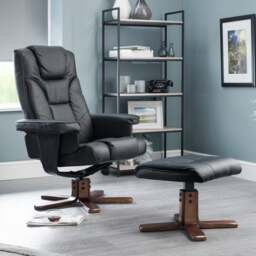 Malmo Faux Leather Swivel Recliner and Stool - thumbnail 1