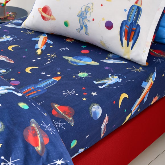 Set of 2 Space 100% Cotton Fitted Sheets - image 1