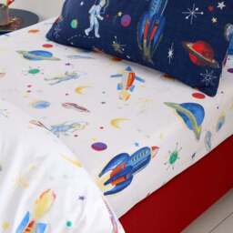 Set of 2 Space 100% Cotton Fitted Sheets - thumbnail 2