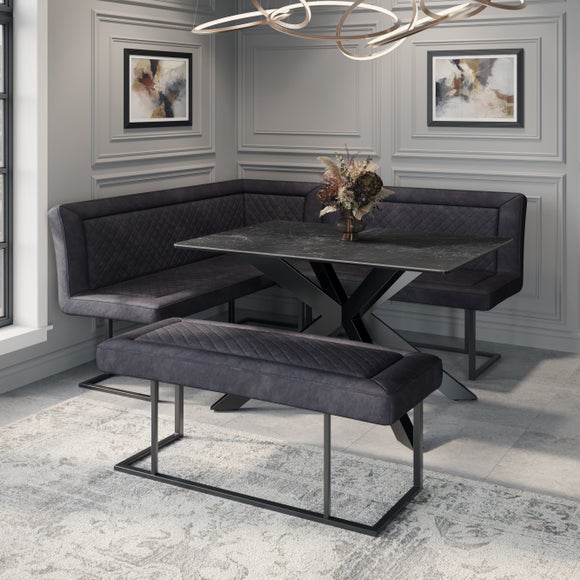 Indus Valley Athena 6 Seater Dining Table Corner Bench Set - image 1