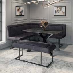 Indus Valley Athena 6 Seater Dining Table Corner Bench Set - thumbnail 1