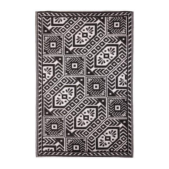 Fallen Fruits Diamond Black and White Outdoor Rug - image 1