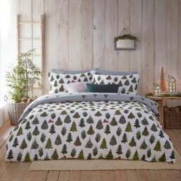 furn. Evergreen 100% Brushed Cotton Duvet Cover Set Pine Green - thumbnail 1