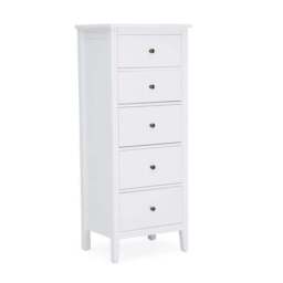 Lynton Tall Small 5 Drawer Chest, White - thumbnail 6