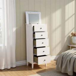 Lynton Tall Small 5 Drawer Chest, White - thumbnail 2