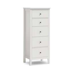 Lynton Tall Small 5 Drawer Chest, White - thumbnail 6