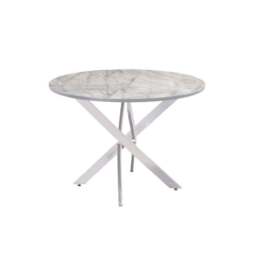 Alden 4 Seater Round Glass Top Dining Table, Marble Effect - thumbnail 2