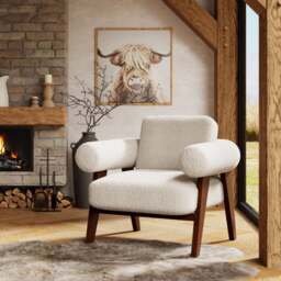 Brynn Cream Borg Accent Chair - thumbnail 1