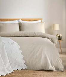 Pure Cotton Lace Duvet Cover & Pillowcase Set - thumbnail 2