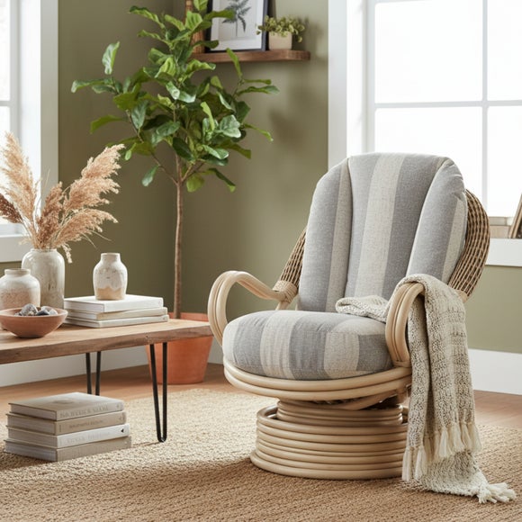 Desser Dijon Rattan Athena Stripe Deluxe Swivel Rocking Chair - image 1