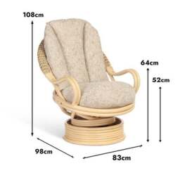 Desser Dijon Rattan Athena Stripe Deluxe Swivel Rocking Chair - thumbnail 3