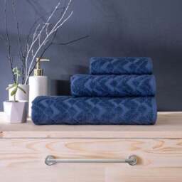 Per La Casa Set of 4 Denim Blue Levrona Jacquard Medium Bathrobe & Towels - thumbnail 2