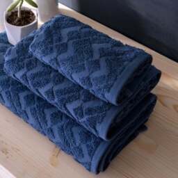 Per La Casa Set of 4 Denim Blue Levrona Jacquard Medium Bathrobe & Towels - thumbnail 5