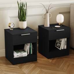 Hayes Set of 2 1 Drawer Bedside Tables - thumbnail 1