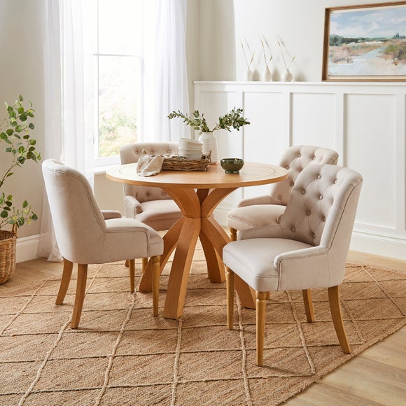 Xavi 4 Seater Round Dining Table, Oak - image 1
